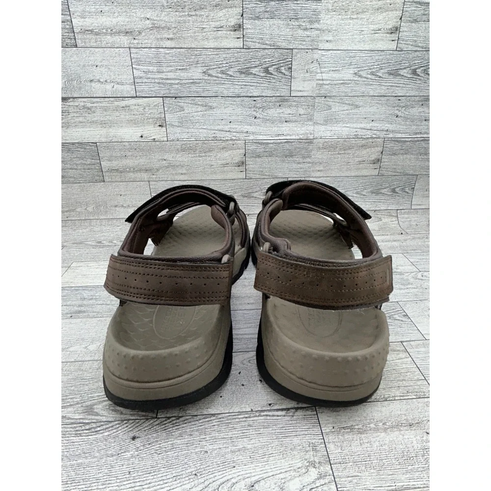 Skechers 204105 Men Chocolate Brown Luxe Foam Steady Grip Sport Sandals Size 13